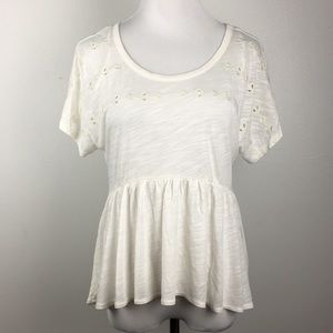 AEO American Eagle Small Babydoll Ivory Eyelet Top